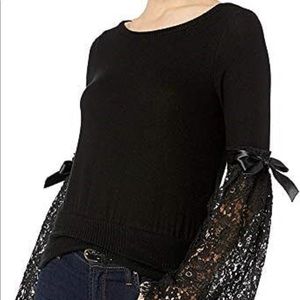 Three Dots Women’s Brushed Sweater w/ Lace Sleeves